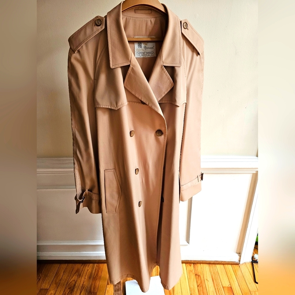 Vintage London Fog Men's Double Breasted Trench Coat Size 44 Long